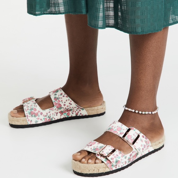 MANEBI x LOVESHACKFANCY Strawberry Floral Print Leather Espadrille Sandals - Picture 8 of 17